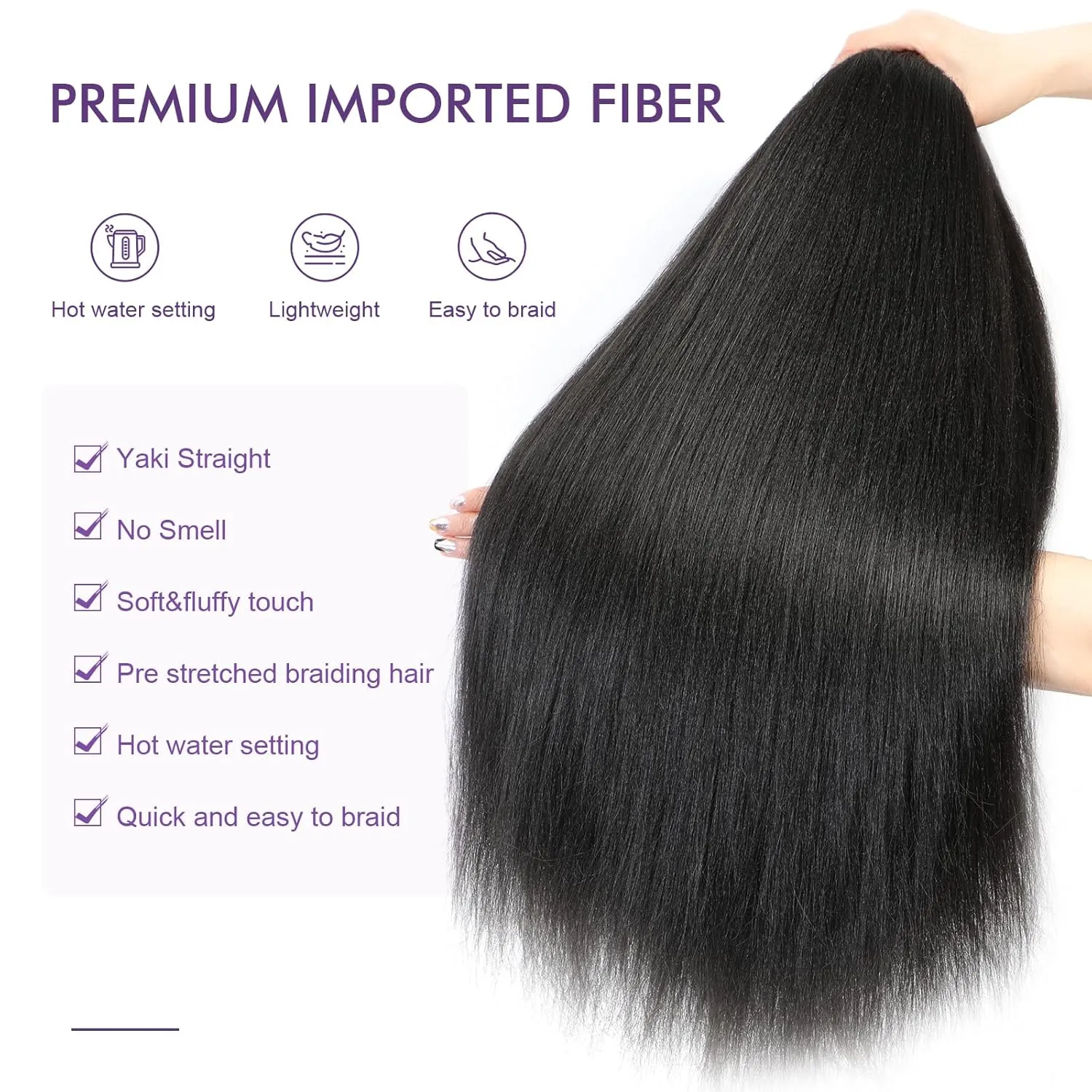 Pre-stretched Braiding Hair - 30 Inch 8 Packs Dark Brown Super Long Braiding Hair For Twist or Box Braids, Yaki Texture Hot Water Setting Synthetic Braiding Hair Extensions (30 Inch, #2-8P)