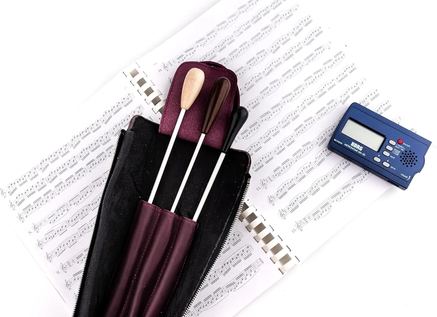 Premium Crazy Horse Leather Conductor's Baton Case – Durable & Stylish. Condusctor's baton holder. Baton protection. Accessories for conductors. Baton pouch with handle (Marsala)