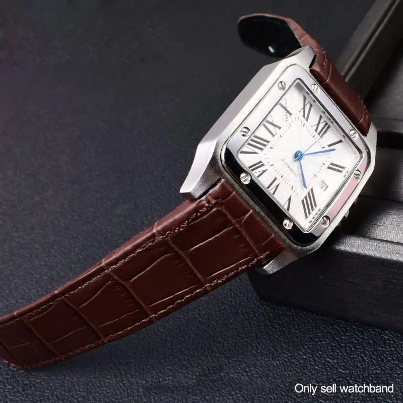 Premium leather strap accessories for cartier Santos 100 men and women leather strap 20mm 23mm