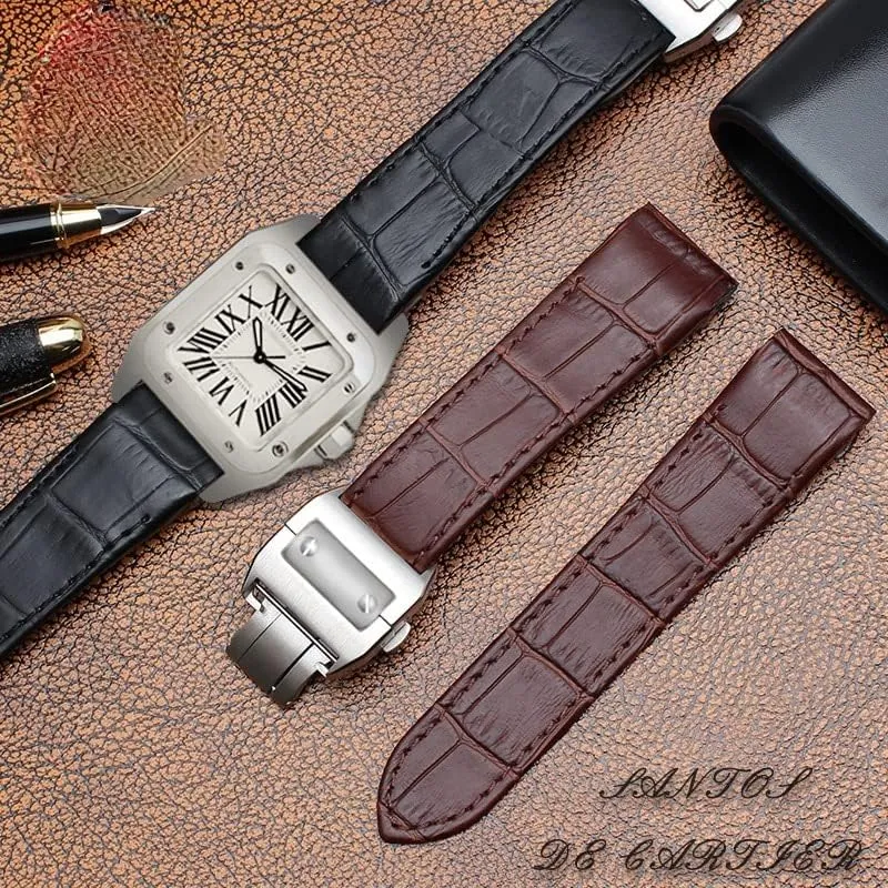 Premium leather strap accessories for cartier Santos 100 men and women leather strap 20mm 23mm