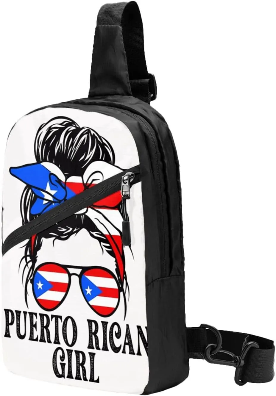 Puerto Rican Girl Messy Bun Portable Crossbody Bag Foldable Sling Bags Sports Gym Chest Daypack Reusable Shoulder Backpack Casual Diagonally Rucksack Fanny Packs