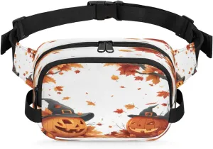 Pumpkin Lamp Maple Leaf Fanny Pack Waist Hip Bum Bag with Adjustable Belt Lightweight and Comfortable for Men and Women for Travel Sports Hiking Hiking Camping
