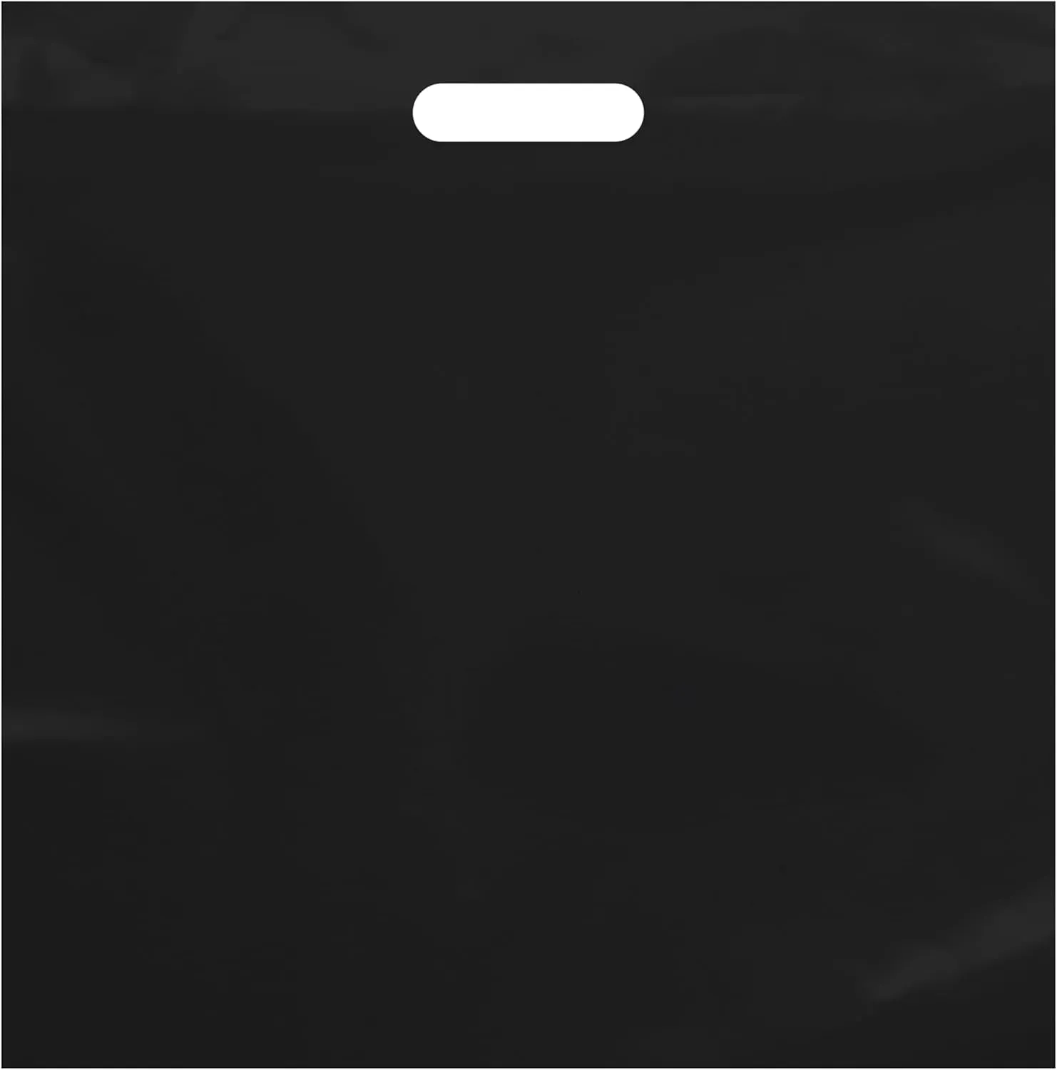 Purple Q Crafts Large Plastic Bag with Die Cut Handle Bag 18"x18" Black Plastic Merchandise Bags 50 Pack for Retail, Gifts, Trade Show and More