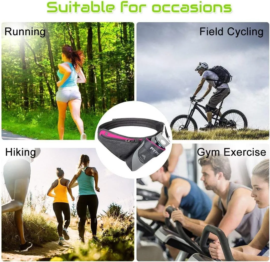PYFK Running Belt Hydration Waist Pack with Water Bottle Holder for Men Women Waist Pouch Fanny Bag Reflective