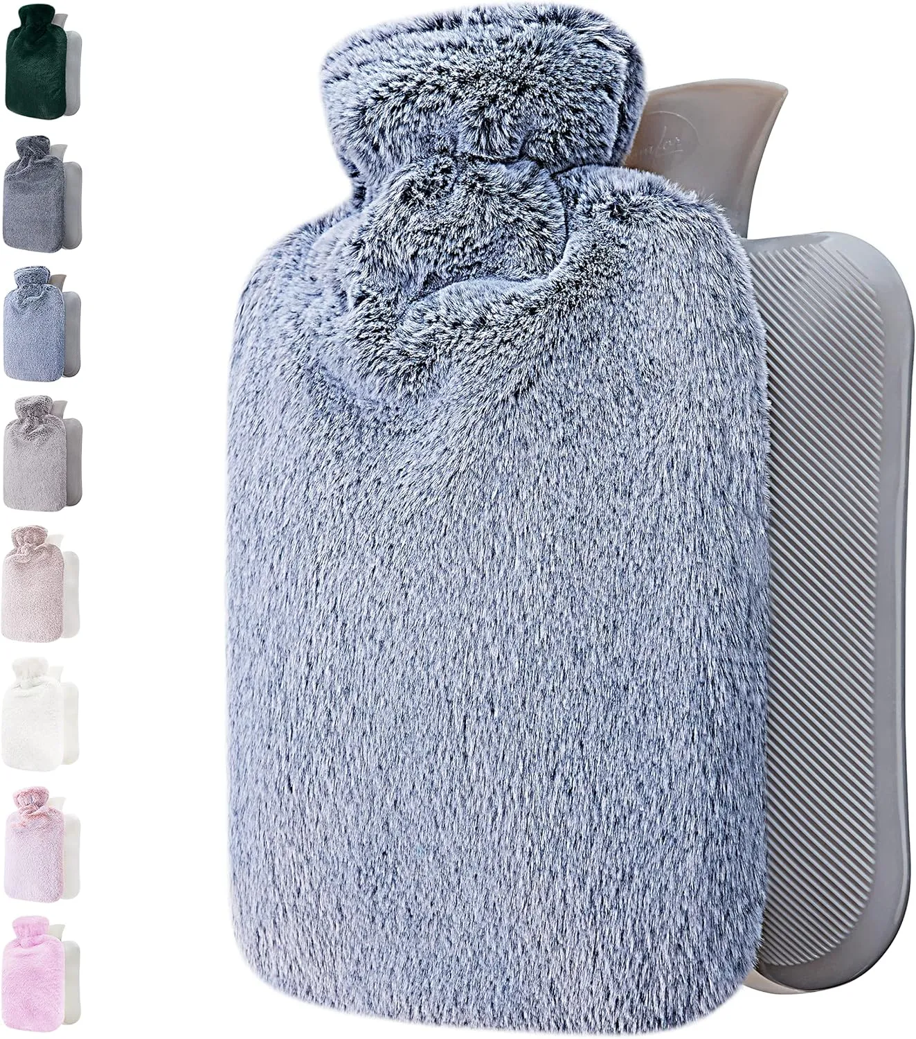 Qomfor Hot Water Bottle with Soft Cover - 1.8L Large - Classic Hot Water Bag for Pain Relief, Neck and Shoulders, Feet Warmer, Menstrual Cramps, Hot and Cold Therapy - Great Gift for Women - Blue