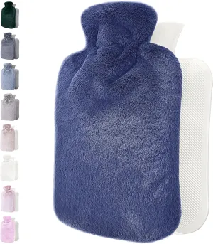 Qomfor Hot Water Bottle with Soft Cover - 1.8L Large - Classic Hot Water Bag for Pain Relief, Neck and Shoulders, Feet Warmer, Menstrual Cramps, Hot and Cold Therapy - Great Gift for Women - Lila