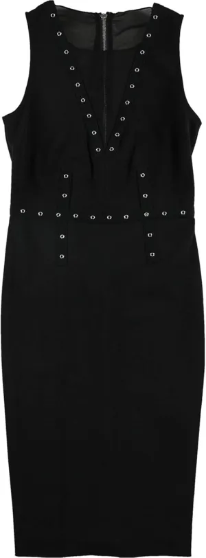Rachel Roy Womens Embellished Mesh Sheath Dress, Black, Medium