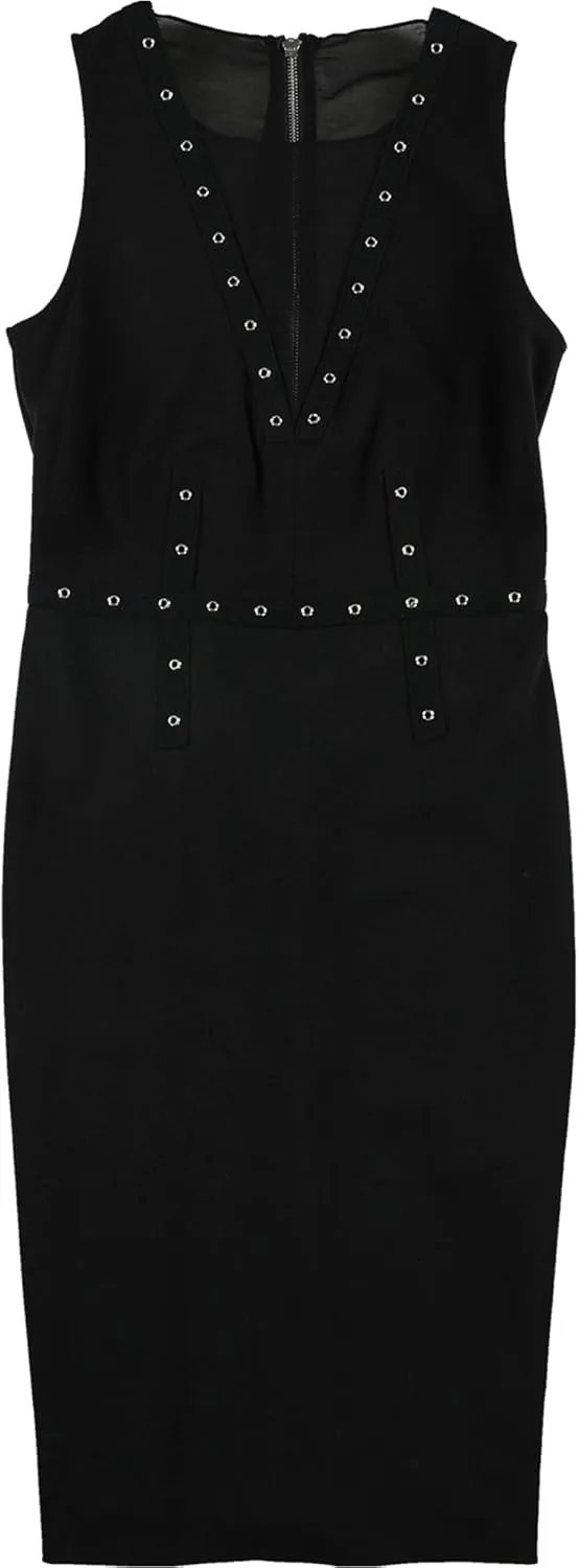 Rachel Roy Womens Embellished Mesh Sheath Dress, Black, Small