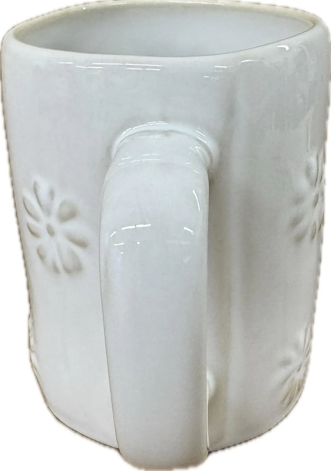 Rae Dunn Artisan Collection Ceramic Coffee Mug, White with Embossed Flowers, Nana