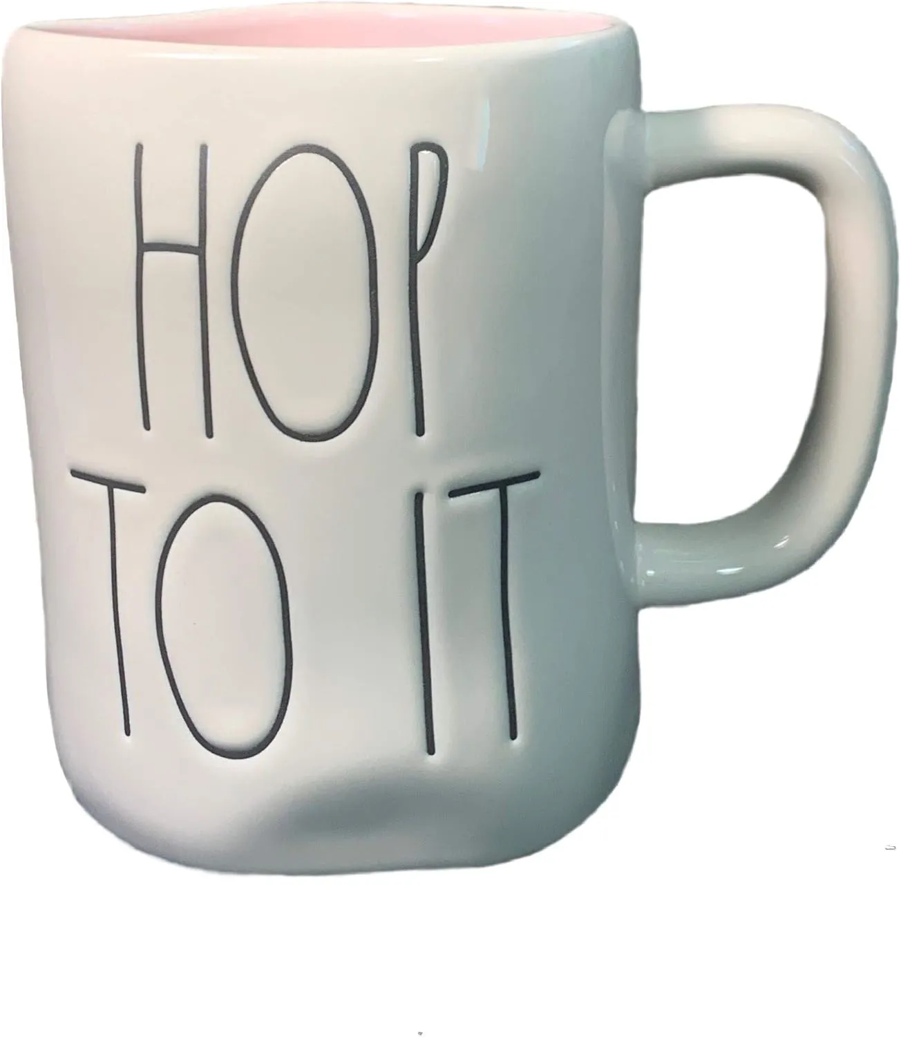 Rae Dunn HOP TO IT Mug - Pink interior - Ceramic - EASTER - very rare!