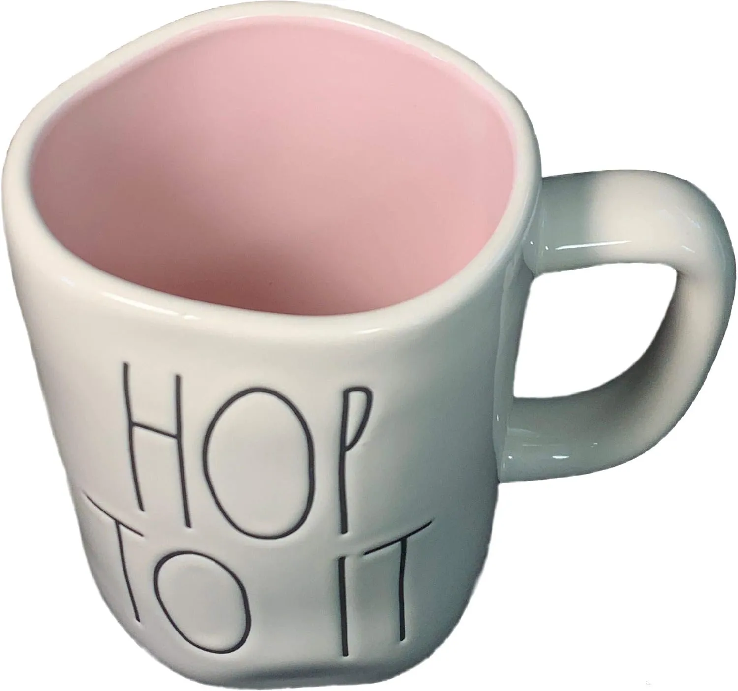 Rae Dunn HOP TO IT Mug - Pink interior - Ceramic - EASTER - very rare!