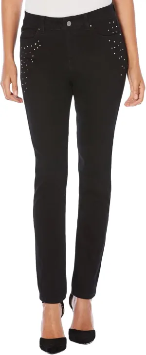 Rafaella Womens Embellished Skinny Jeans 16 Black