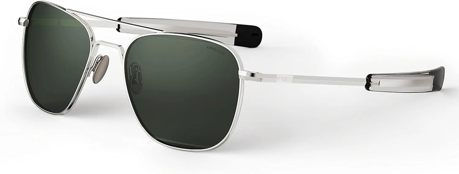 Randolph USA | 23k White Gold Classic Aviator Sunglasses for Men or Women Polarized 100% UV