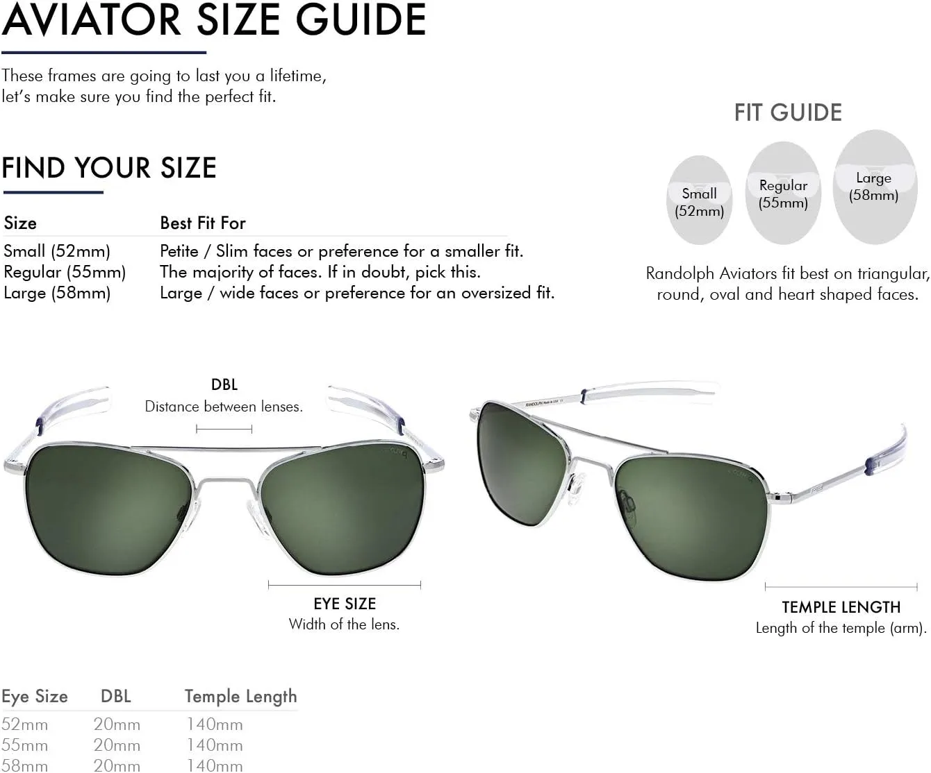 Randolph USA | Bright Chrome Classic Aviator Sunglasses for Men or Women 100% UV