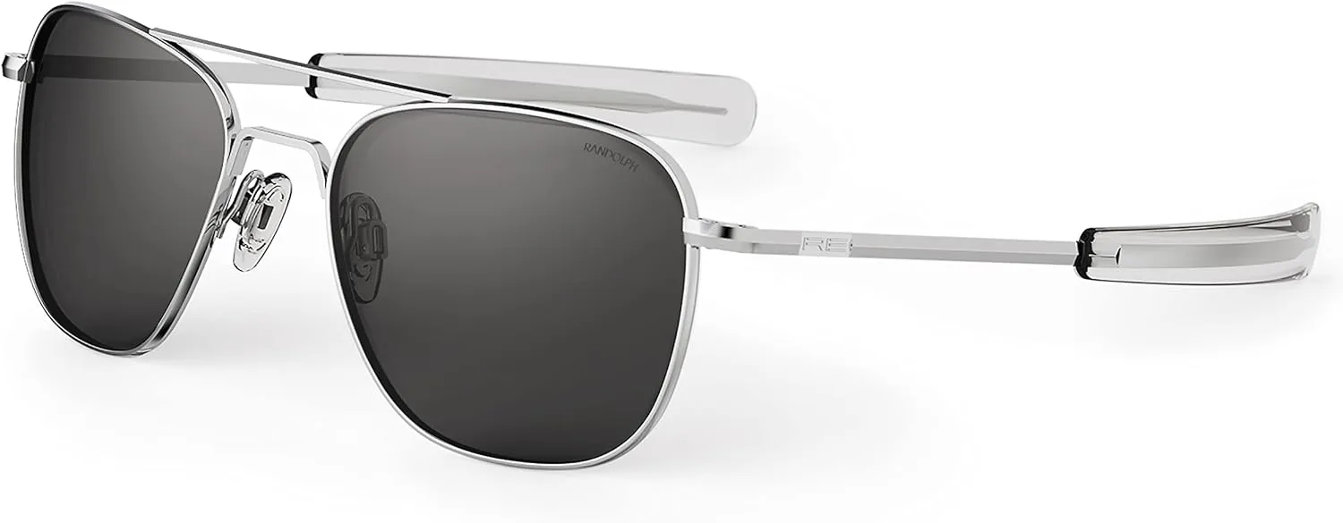 Randolph USA | Bright Chrome Classic Aviator Sunglasses for Men or Women Polarized 100% UV