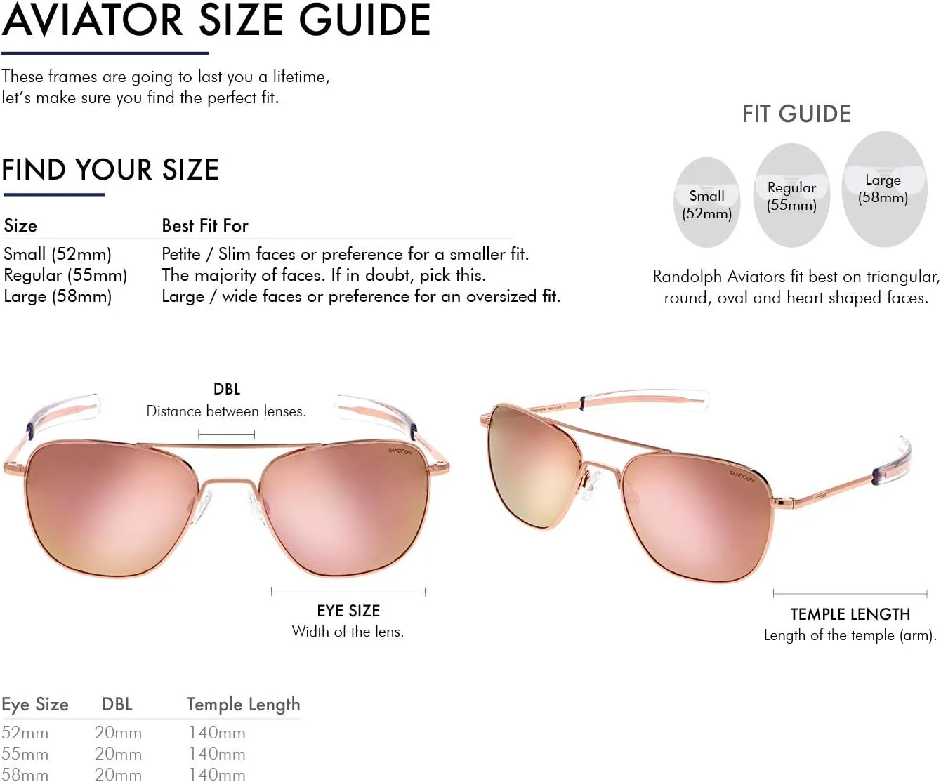 Randolph USA | Gold Classic Aviator Sunglasses for Men or Women 100% UV