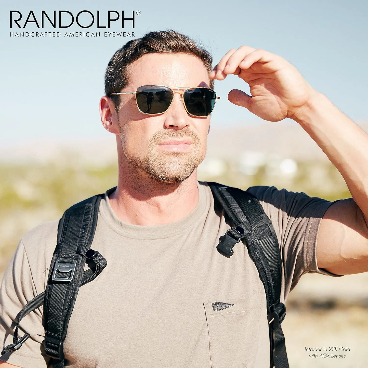 Randolph USA | Intruder Rectangular Classic Aviator Sunglasses for Men Non-Polarized 100% UV