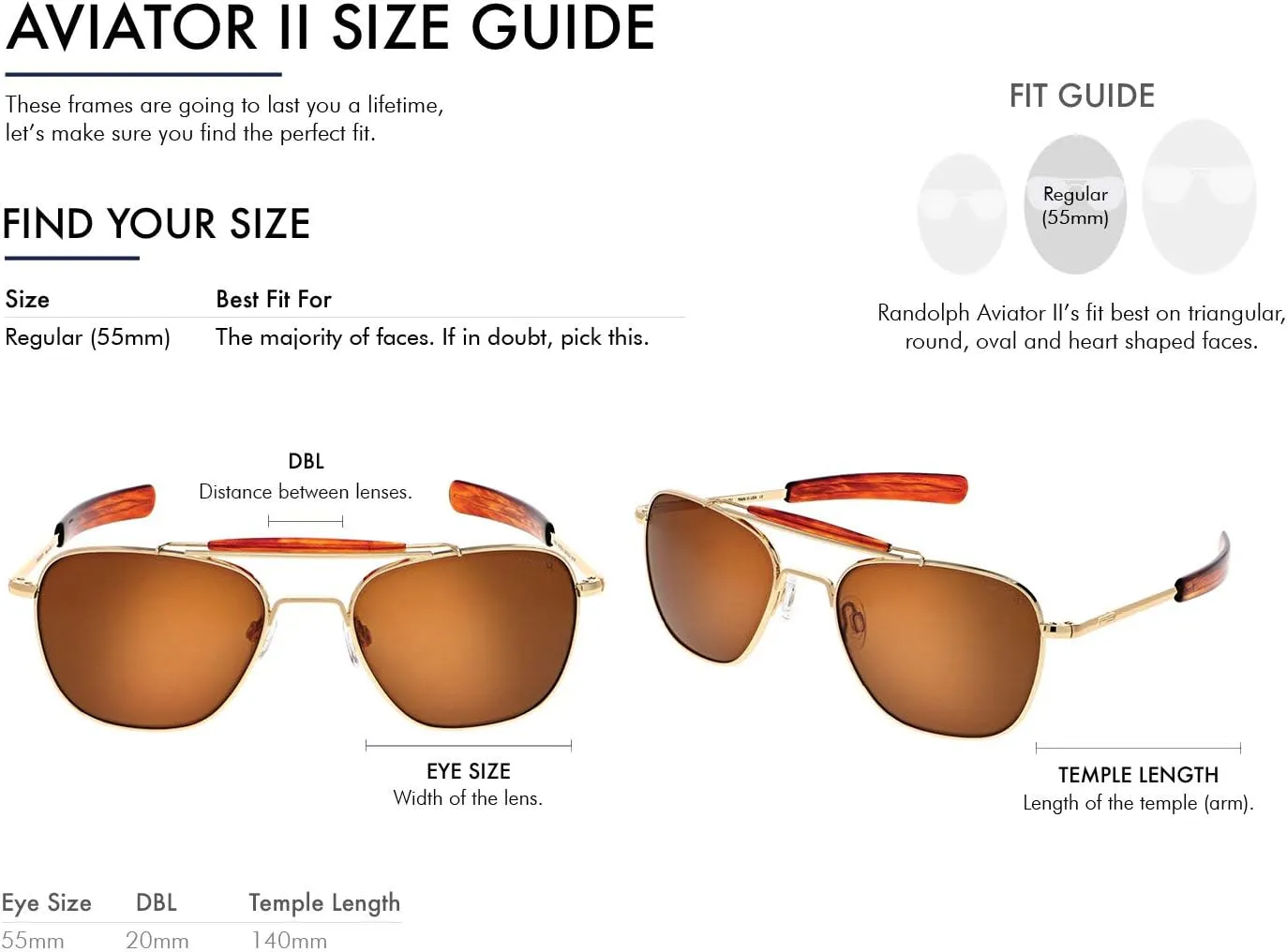 Randolph USA | Navigator Aviator II Authentic Sunglasses for Men Polarized 100% UV