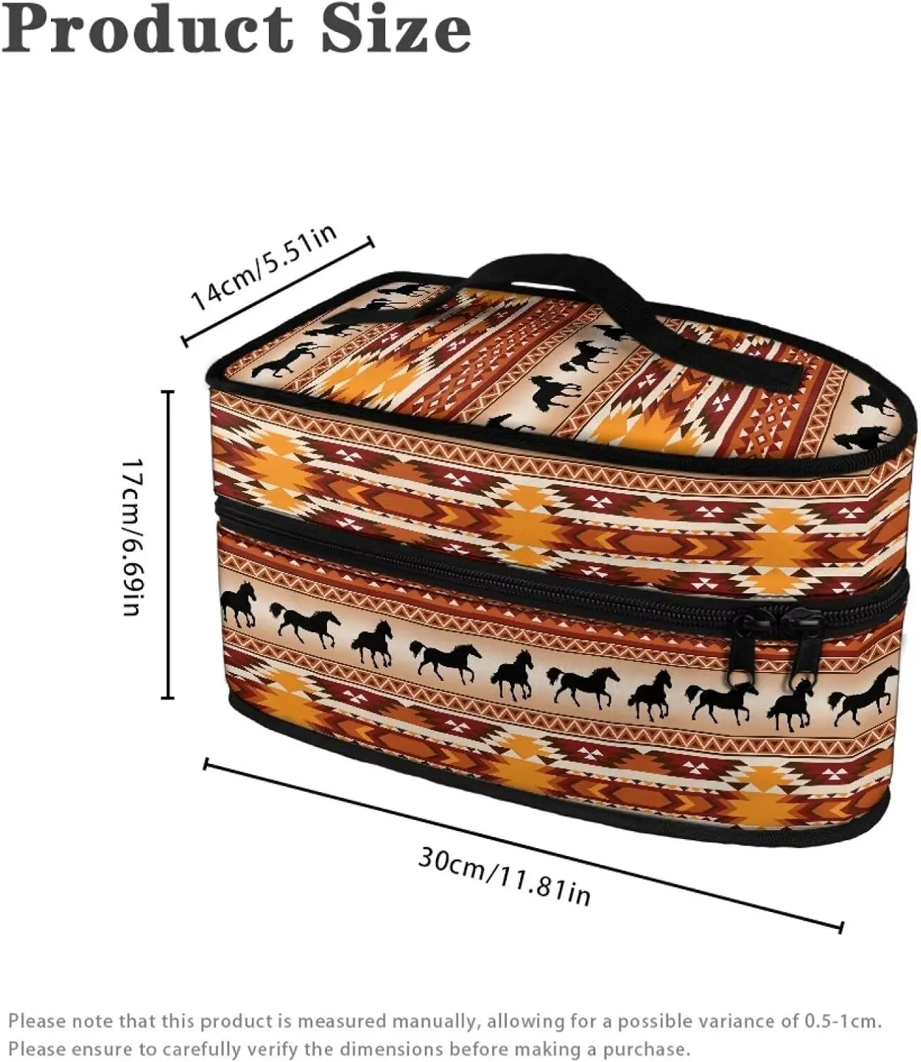 Rchsmod Aztec Tribal Print Steam Iron Case Horse Geometric Design Handheld Garment Steamer Case Portable Iron Storage Holder Lightweight Travel Bag Iron Accessories, Case Only