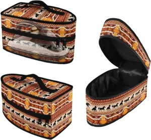 Rchsmod Aztec Tribal Print Steam Iron Case Horse Geometric Design Handheld Garment Steamer Case Portable Iron Storage Holder Lightweight Travel Bag Iron Accessories, Case Only