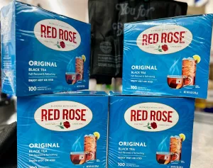 Red Rose Original Full Flavored Black Tea Specially Blended Strong Black Tea with 100 Tea Bags Per Box (Pack of 4) Contains Caffeine Brew Hot/Cold Original Black Tea   Free Demaya Reusable Bag