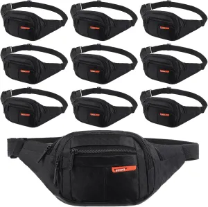 Reginary 9 Pcs Fanny Pack for Women Waist Bag Packs Men Crossbody Waterproof Adjustable Fanny Pack Running Bag Running Fanny Pack for Travel Hiking Running Outdoor(Black Color)