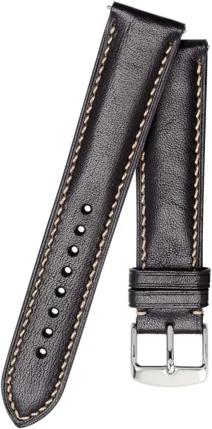 Replacement Watch Strap Wrist Band,18mm/20mm/22mm Elegant Leather Watchband Pin Buckle Quick Release Matte Watch Strap Men Women Replacement Accessories (Color : Black Beige Line, Size : 20mm)