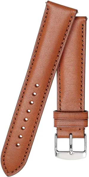 Replacement Watch Strap Wrist Band,18mm/20mm/22mm Elegant Leather Watchband Pin Buckle Quick Release Matte Watch Strap Men Women Replacement Accessories (Color : Brown Brown Line, Size : 18mm)