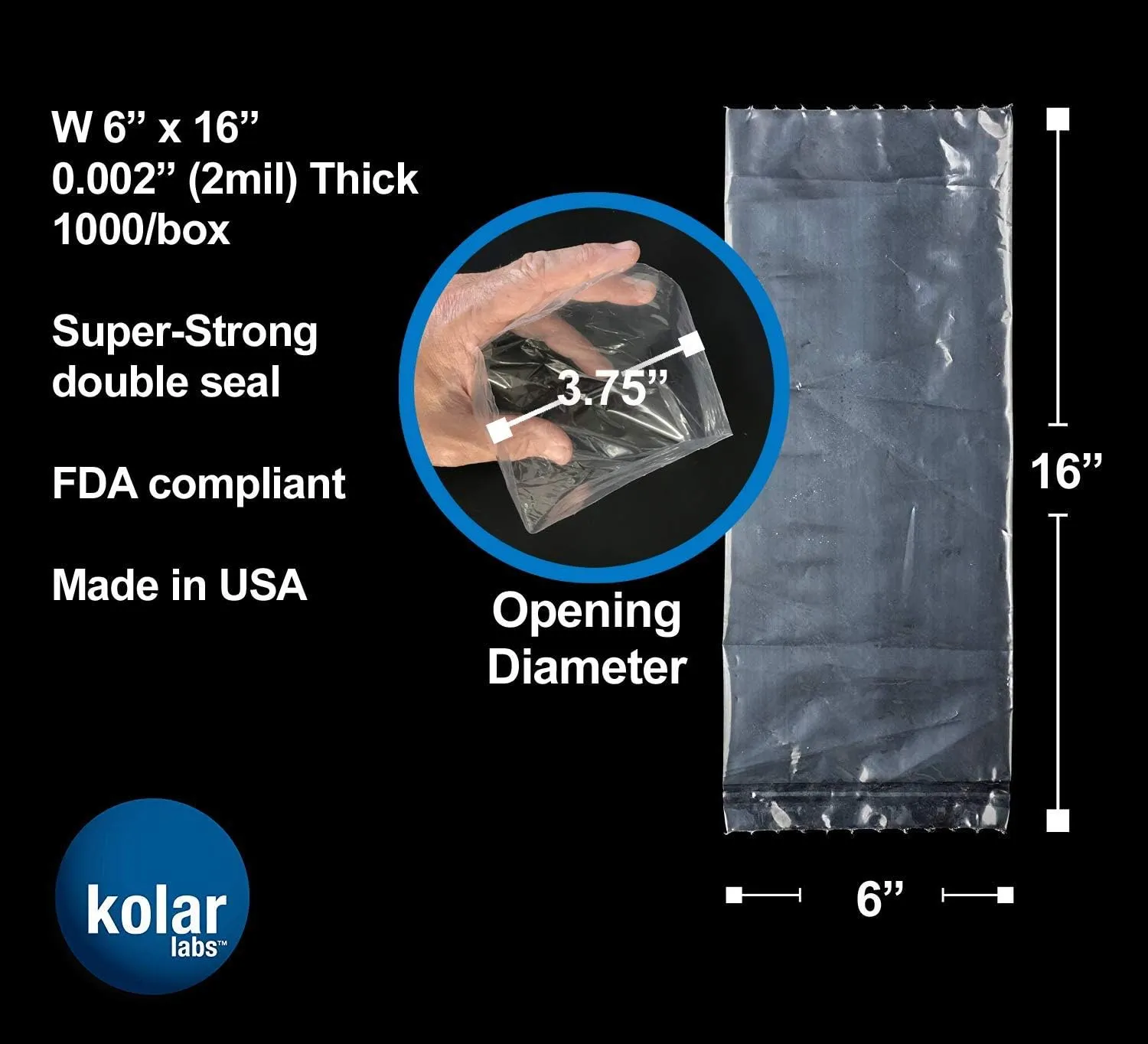 RESILIA Plastic, Leak-Proof Shipping Bags for Live Fish - 6" x 16" 002 mil, Double Bottom Seal, for Freshwater & Saltwater Fish, Case of 1000