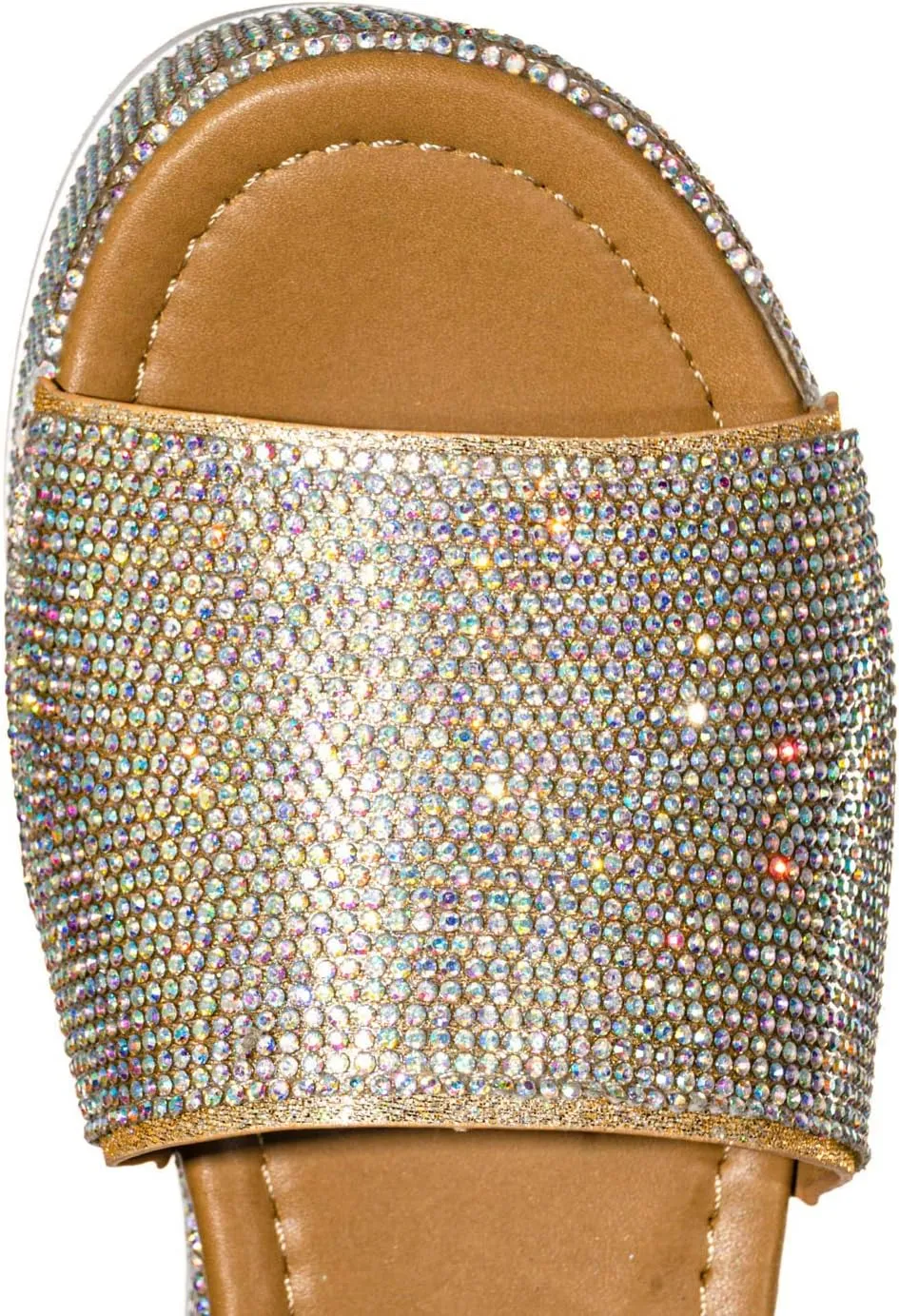 Rhinestone Glitter Flatform Sandal - Women Ankle Strap Crystal Platform