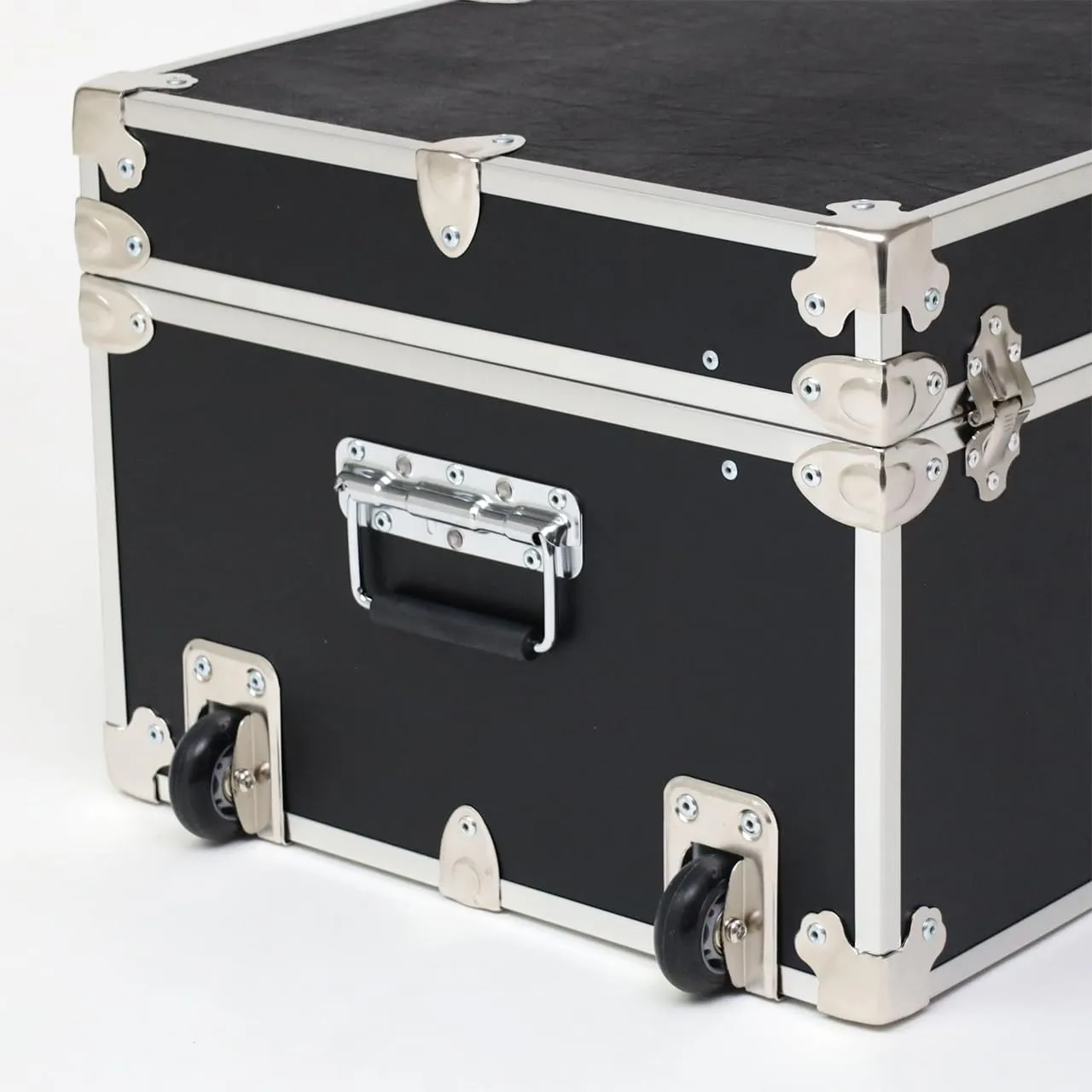 Rhino Trunk & Case Large Essential Summer Camp Trunk with Wheels, Tray & Lid Organizer, Camping Footlocker Storage Chest, Strong 1000  Pound Sitting Capacity Campers Trunks 32"x18"x14"