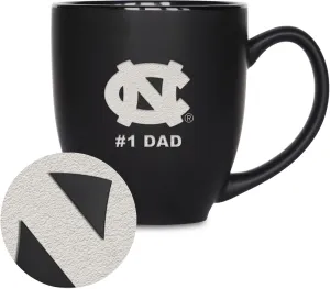 Rico Industries NCAA #1 Dad 15oz Laser Engraved Matte Black Ceramic Bistro Mug - for Hot or Cold Drinks