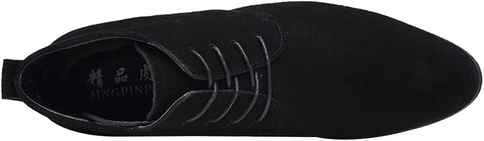 rismart Men's Suede Chukka Boots Plain Toe Lace Up Oxfords Business Casual Shoes
