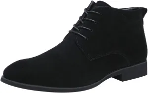 rismart Men's Suede Chukka Boots Plain Toe Lace Up Oxfords Business Casual Shoes