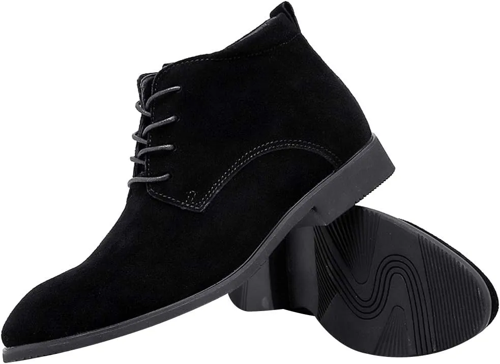 rismart Men's Suede Chukka Boots Plain Toe Lace Up Oxfords Business Casual Shoes
