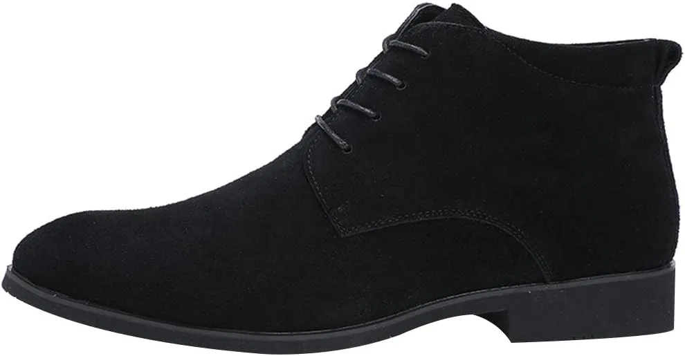 rismart Men's Suede Chukka Boots Plain Toe Lace Up Oxfords Business Casual Shoes