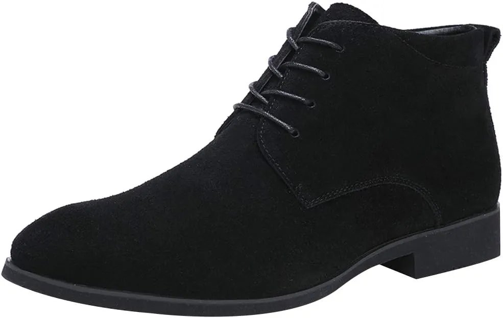 rismart Men's Suede Chukka Boots Plain Toe Lace Up Oxfords Business Casual Shoes