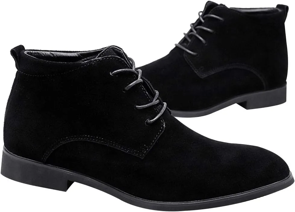 rismart Men's Suede Chukka Boots Plain Toe Lace Up Oxfords Business Casual Shoes