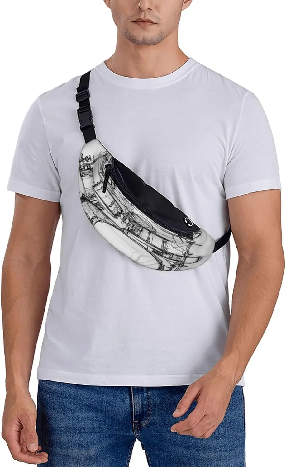 Rock Music Fanny Pack, Crossbody Waist Packs for Women Men Waist Bags with Adjustable Strap for Travel Running Hiking Sport
