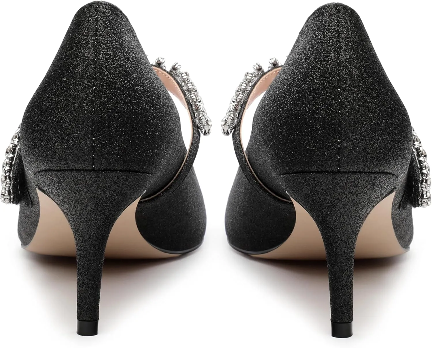 ROSERWISH Women's Closed Toe Rhinstone Wedding Low Heel Kitten Heels Pointed Toe Pumps High Heeled Prom Party Dress Shoes