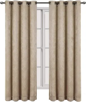 Royal Tradition Embossed Bella 104-Inch Wide-by-63-Inch Long, Set of 2 Grommet Top Blackout Curtain Panels, Beige