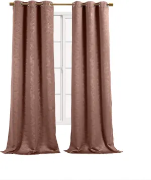 Royal Tradition Virginia 74-Inch Wide x 63-Inch Long, Blackout Weave Embossed Set of 2 Grommet Top Curtains, Taupe