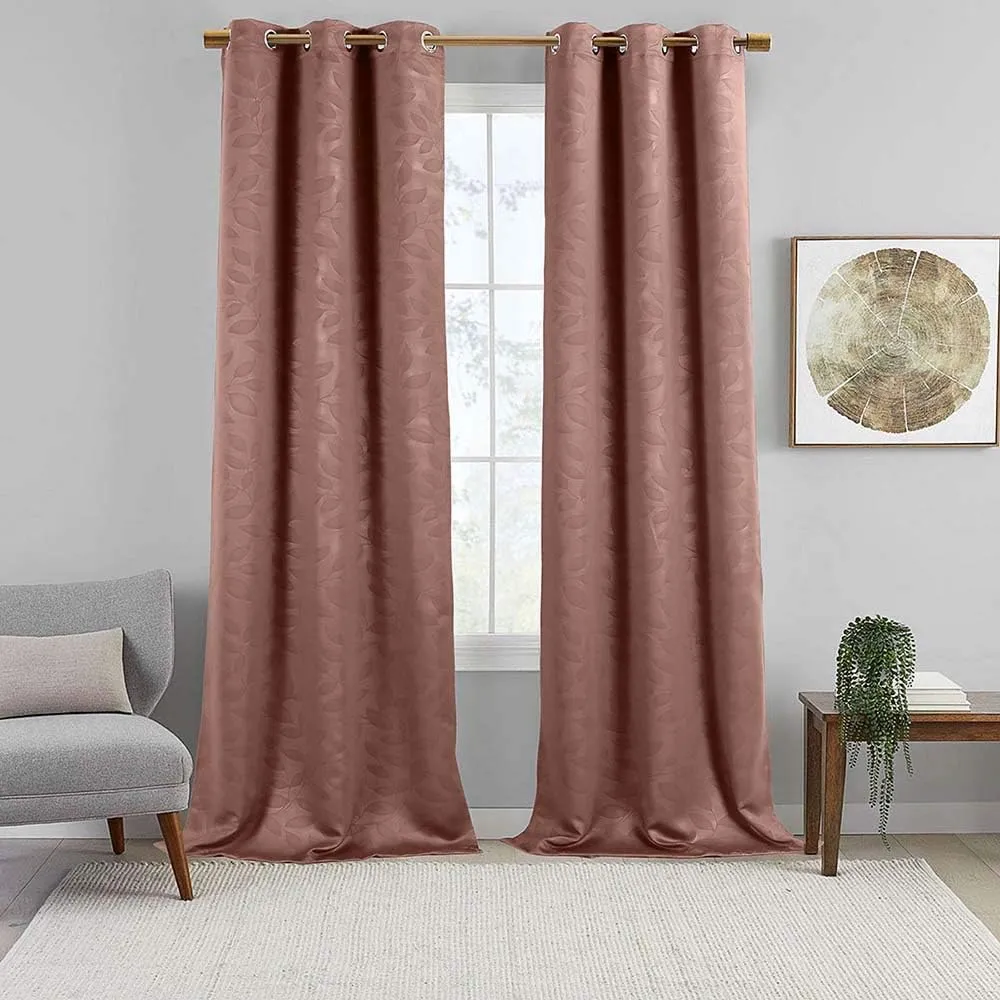 Royal Tradition Virginia 74-Inch Wide x 63-Inch Long, Blackout Weave Embossed Set of 2 Grommet Top Curtains, Taupe