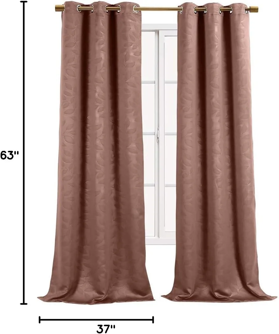 Royal Tradition Virginia 74-Inch Wide x 63-Inch Long, Blackout Weave Embossed Set of 2 Grommet Top Curtains, Taupe