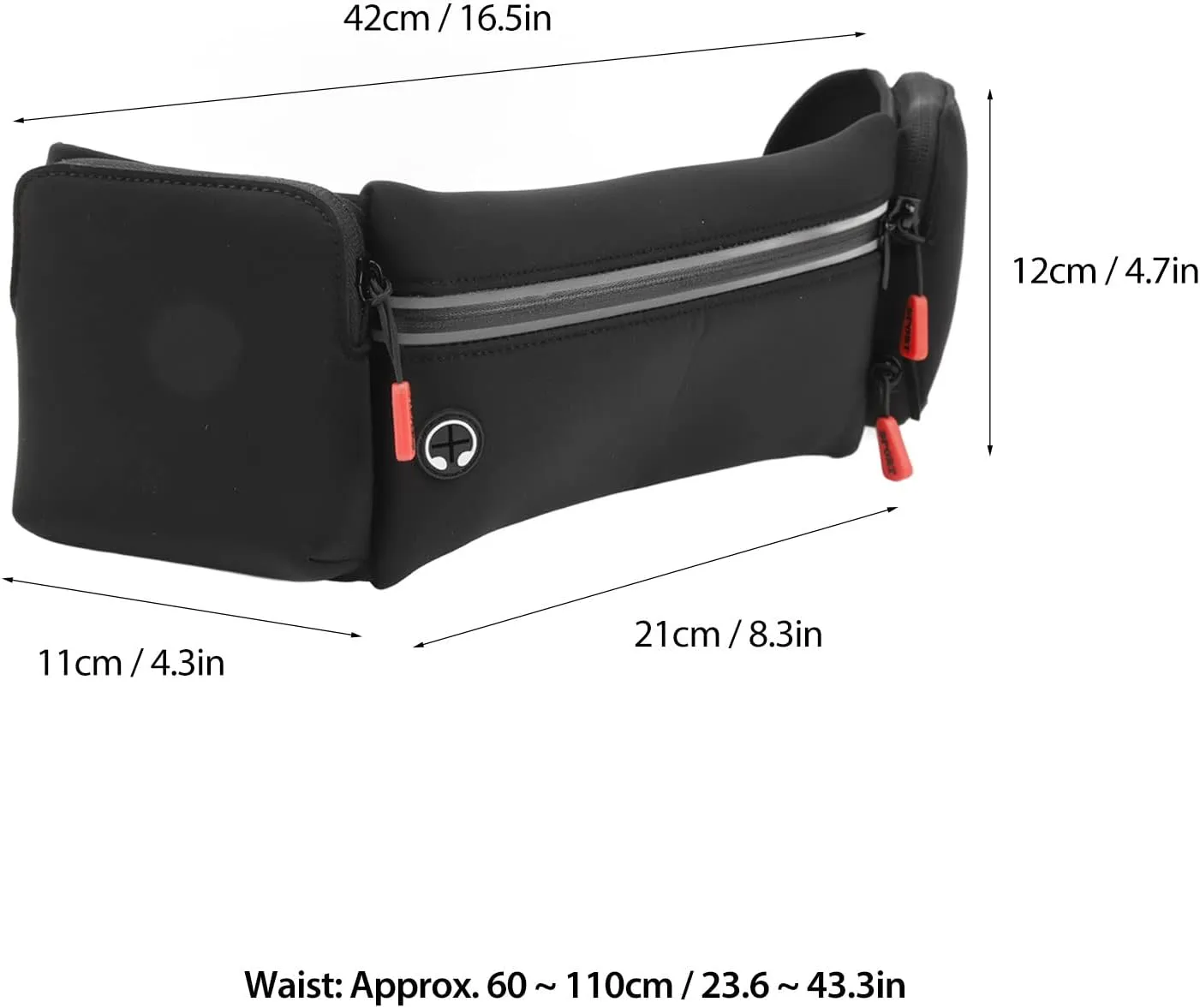 Running Belt with Water Bottle, Adjustable Elasticated Waistband Running Belt for Women, Breathable Running Hydration Belt, for Jogging Hiking Cycling (Black)