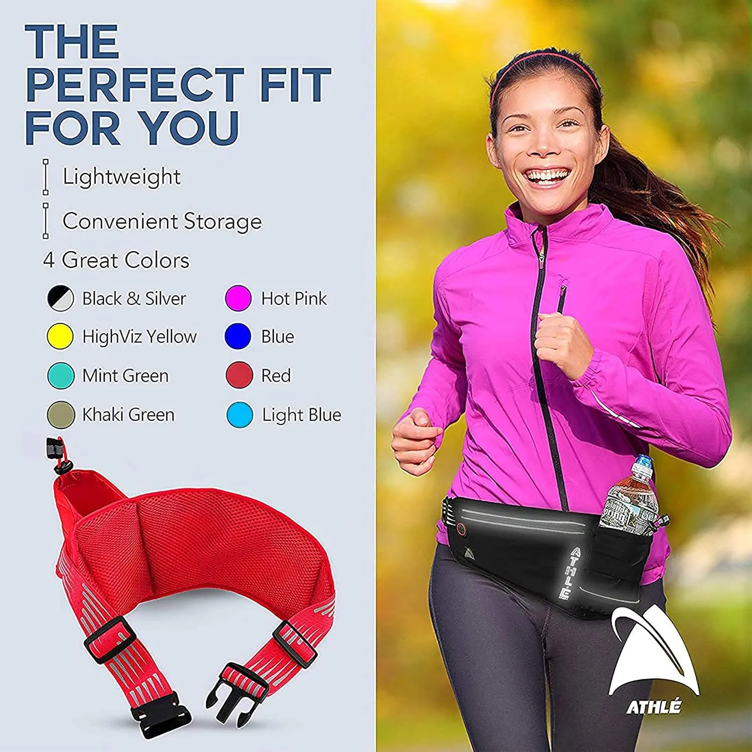 Running Fanny Pack with Water Bottle Holder - Adjustable Running Belt With Water Bottle Holder and Pouch - One Size Fits All Travel Fanny Pack