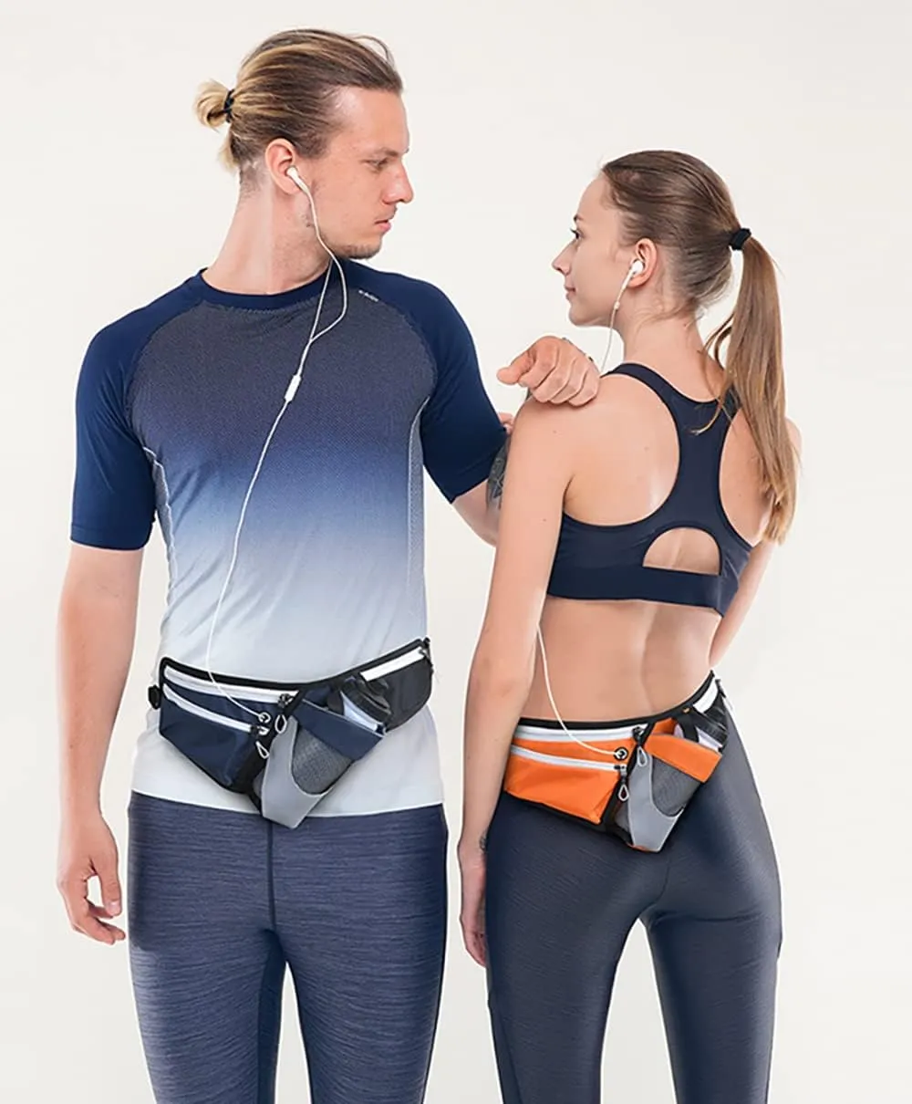 Running Waist Packs Large Crossbody Fanny Pack with 3 Zipper Pockets & a Bottle Pocket Enjoy Sports Workout Traveling Running Casual Hands Free Waist Pack for Gifts Phone Bag (Blue)