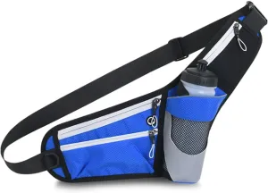 Running Waist Packs Large Crossbody Fanny Pack with 3 Zipper Pockets & a Bottle Pocket Enjoy Sports Workout Traveling Running Casual Hands Free Waist Pack for Gifts Phone Bag (Blue)