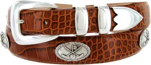 S5525_Golf of Palisades Genuine Full-Grain Cowhide Leather Designer Dress Belt, 1-1/8" taper down to 1" wide