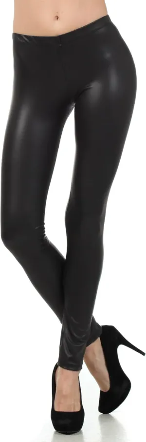 Sakkas Footless Ultra Slim Fit Matte Liquid Wet Look Leggings